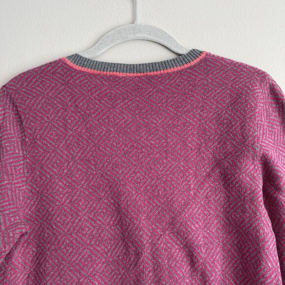 CAbi Meg Pink Gray Diamond Print Knit Women's Button Up Cardigan Sweater Size S - Picture 7 of 10